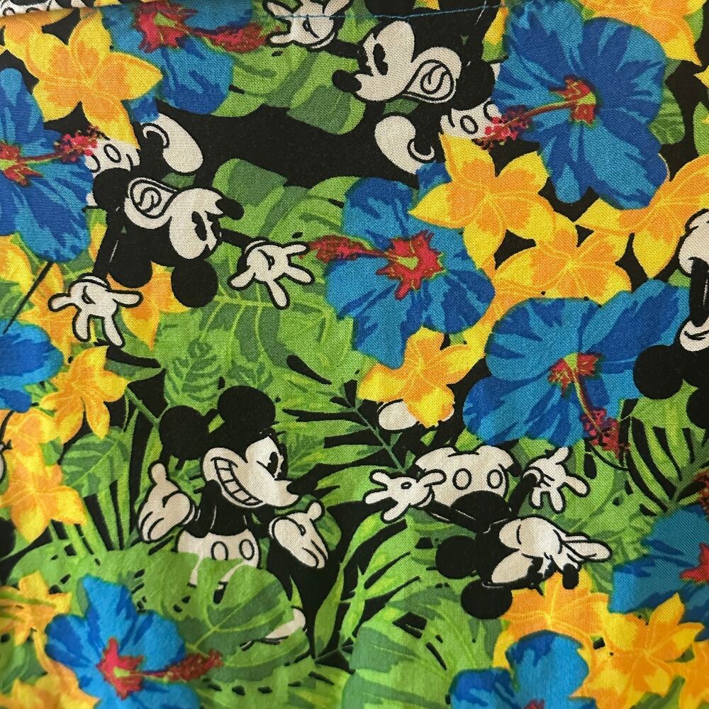 Disney Tropical Mickey Button Shirt Mens Size XXL Green Yellow Floral Hawaiian - Picture 7 of 10